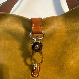Dooney & Bourke Tan Suede Hobo Shoulder Bag.